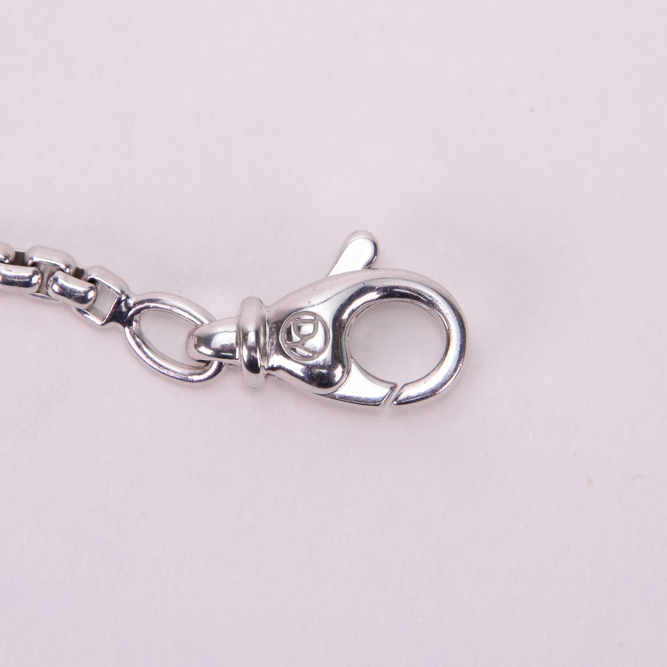 Silver lobster clasp on chain necklace.