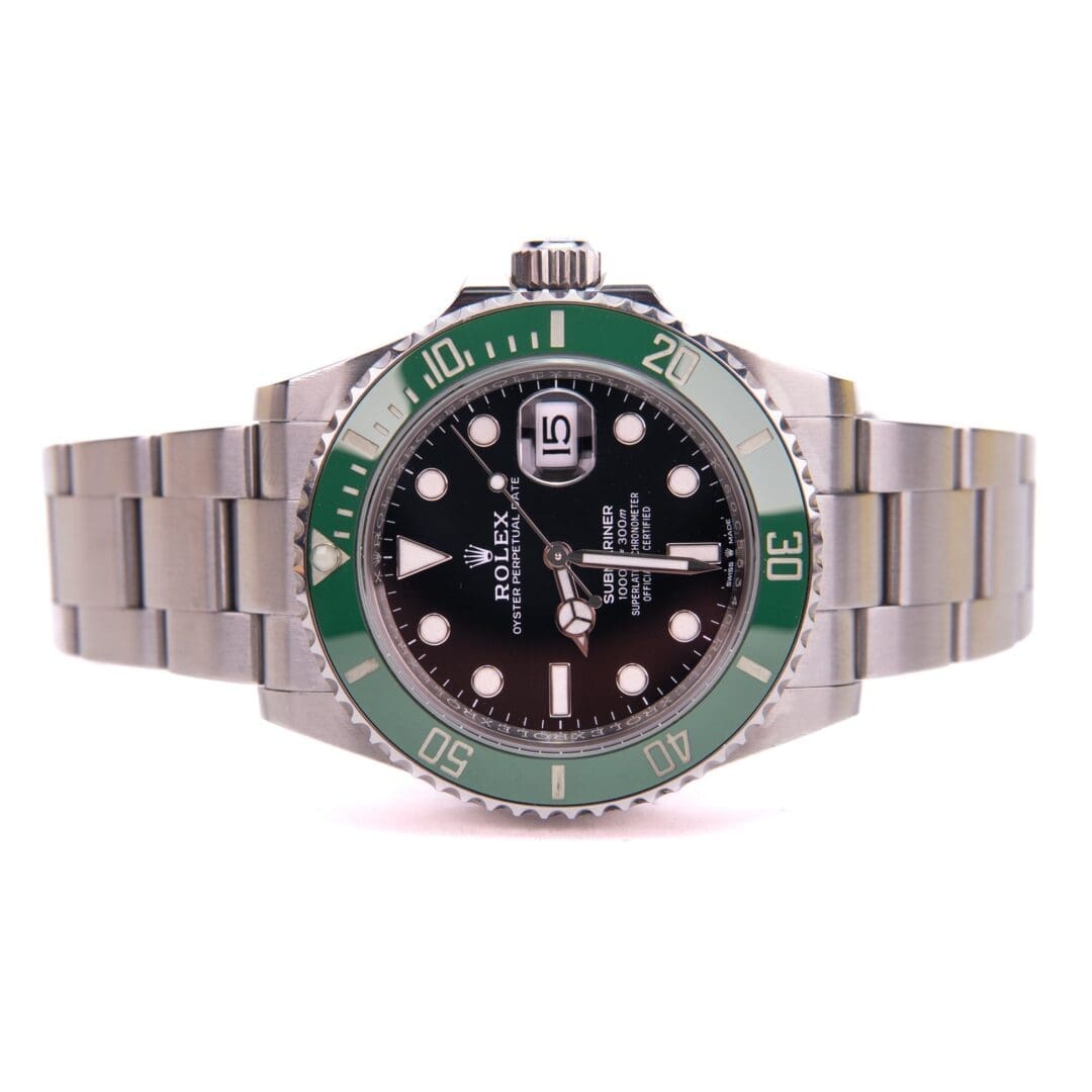 Luxury watch with green and black design.