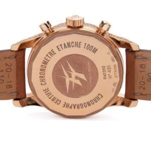 Back view of a luxury watch case.