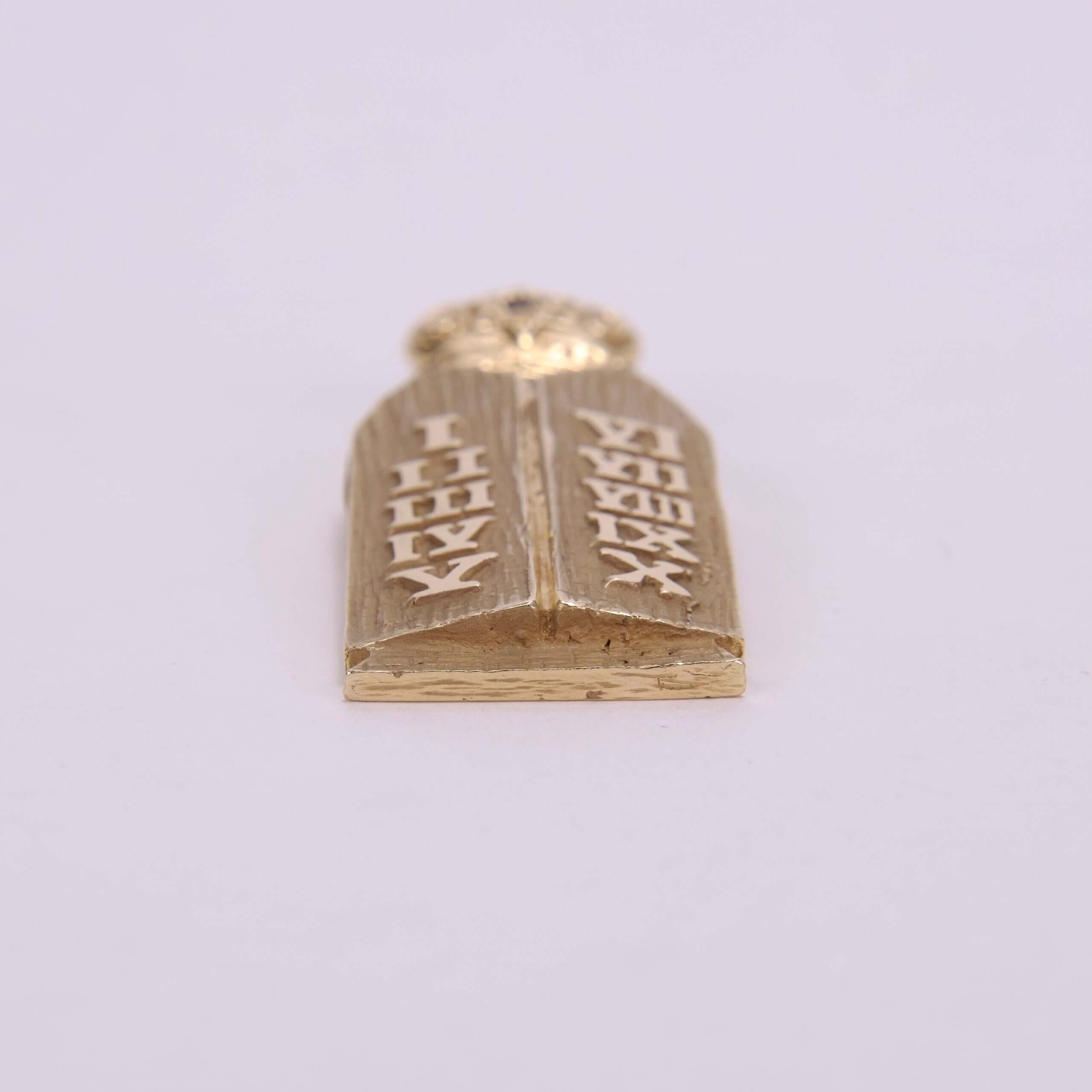Gold Ten Commandments tablet pendant.
