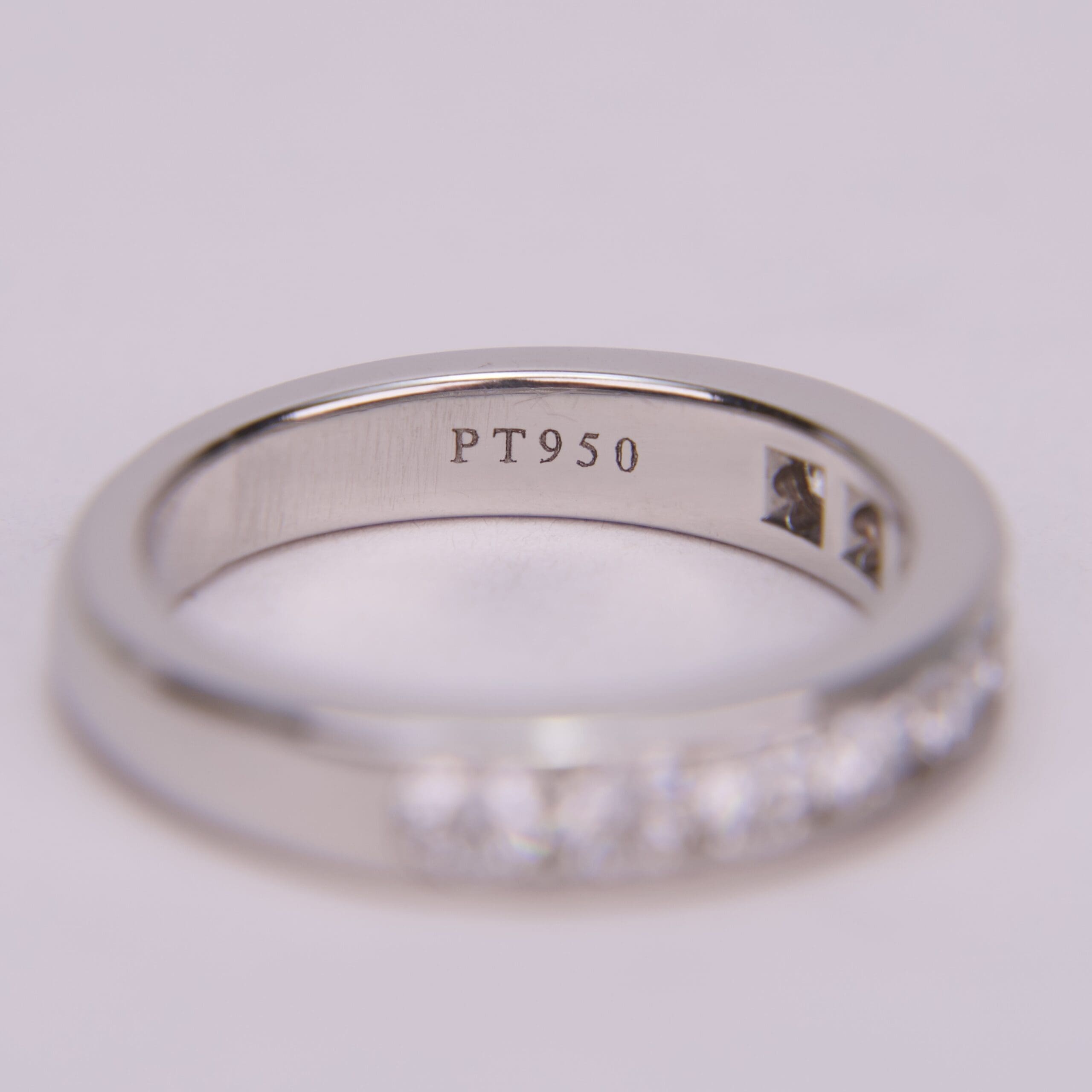 Platinum ring with diamonds, engraved PT950.