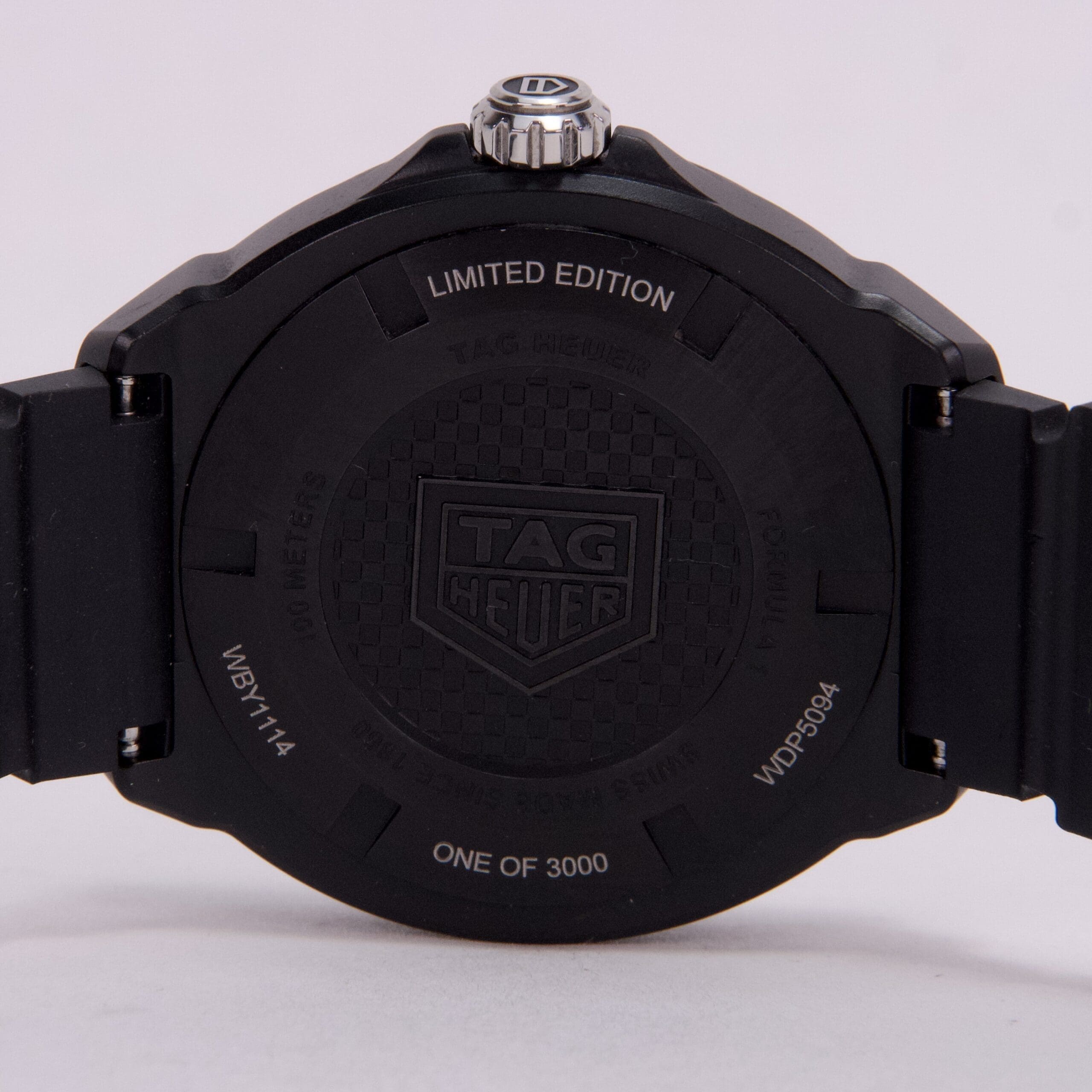 Back of limited edition TAG Heuer watch.