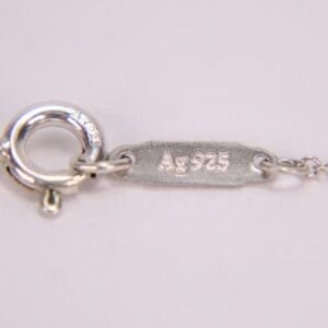 Silver necklace clasp with "Ag925" engraving.