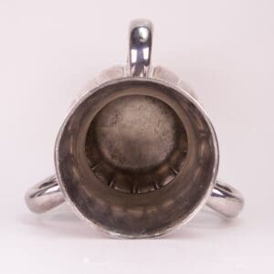 Silver trophy viewed from above.