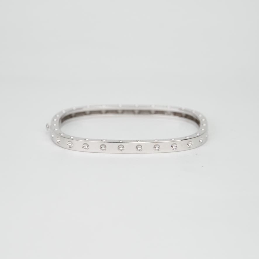 Roberto Coin 18K White Gold Pois Moi Diamond Accent Square Bangle - Image 6