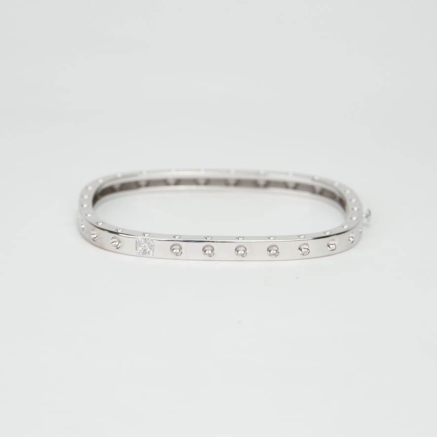 Roberto Coin 18K White Gold Pois Moi Diamond Accent Square Bangle - Image 8
