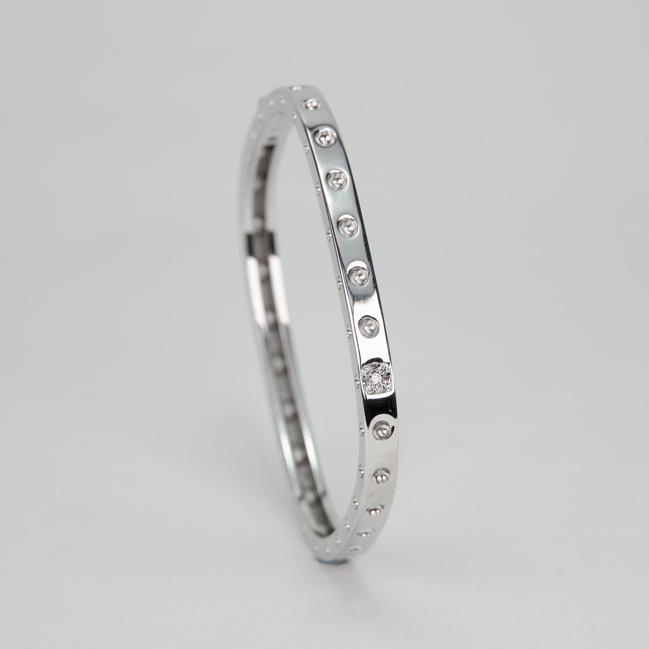 Roberto Coin 18K White Gold Pois Moi Diamond Accent Square Bangle