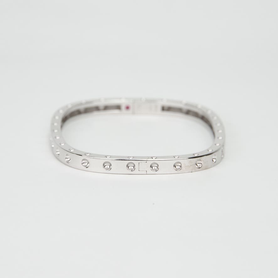 Roberto Coin 18K White Gold Pois Moi Diamond Accent Square Bangle - Image 9