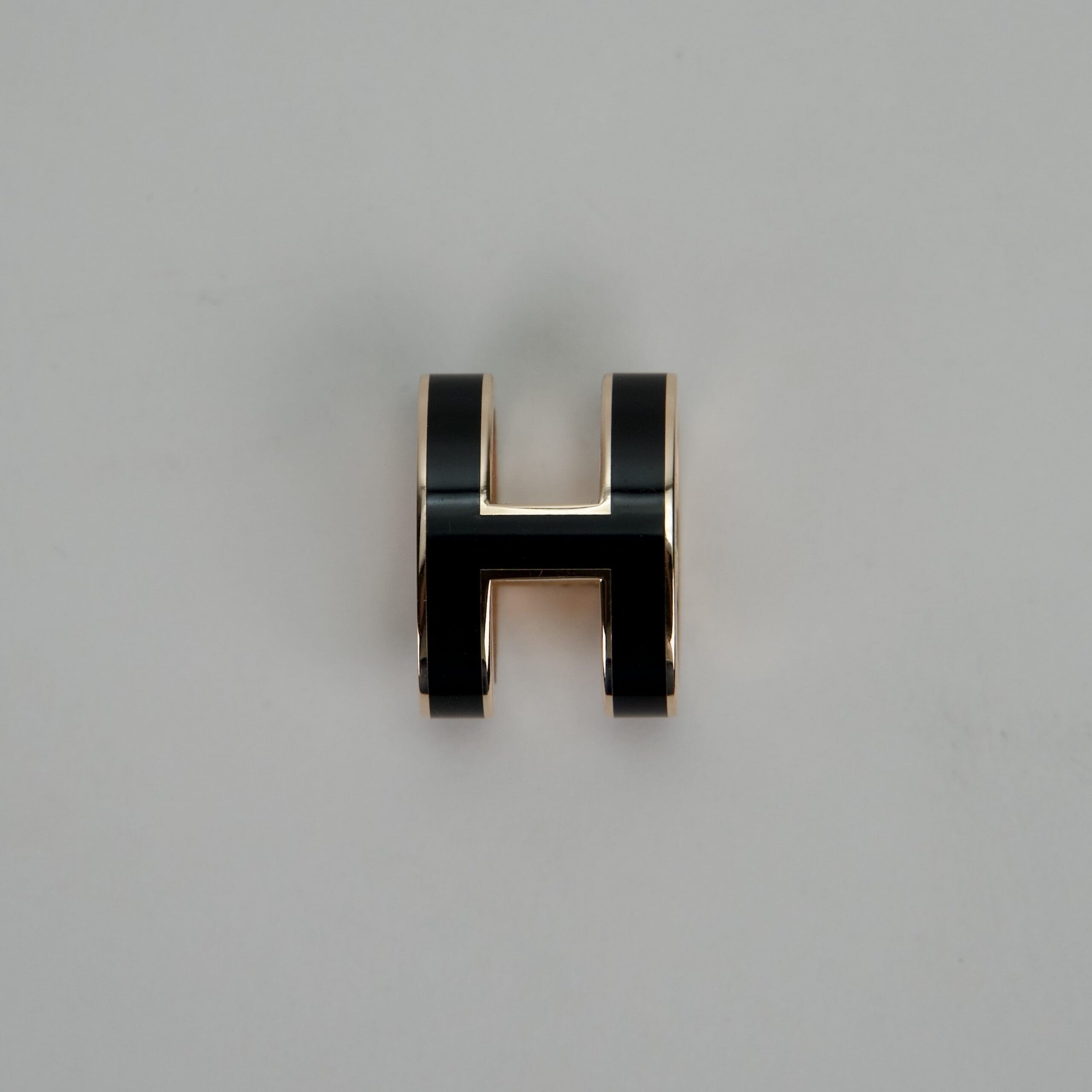 HERMES Mini Pop H Pendant Rose Gold Noir Enamel