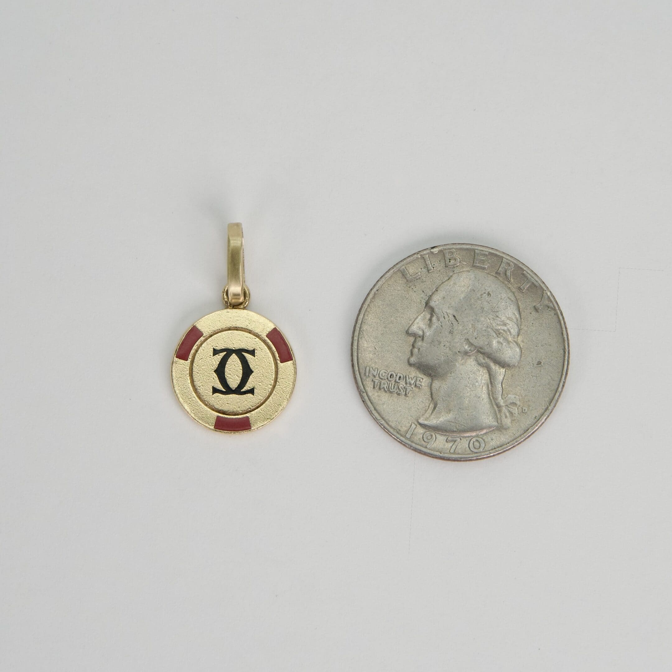 Cartier 18k Yellow Gold & Enamel C de Cartier Poker Chip Charm Pendant - Image 7