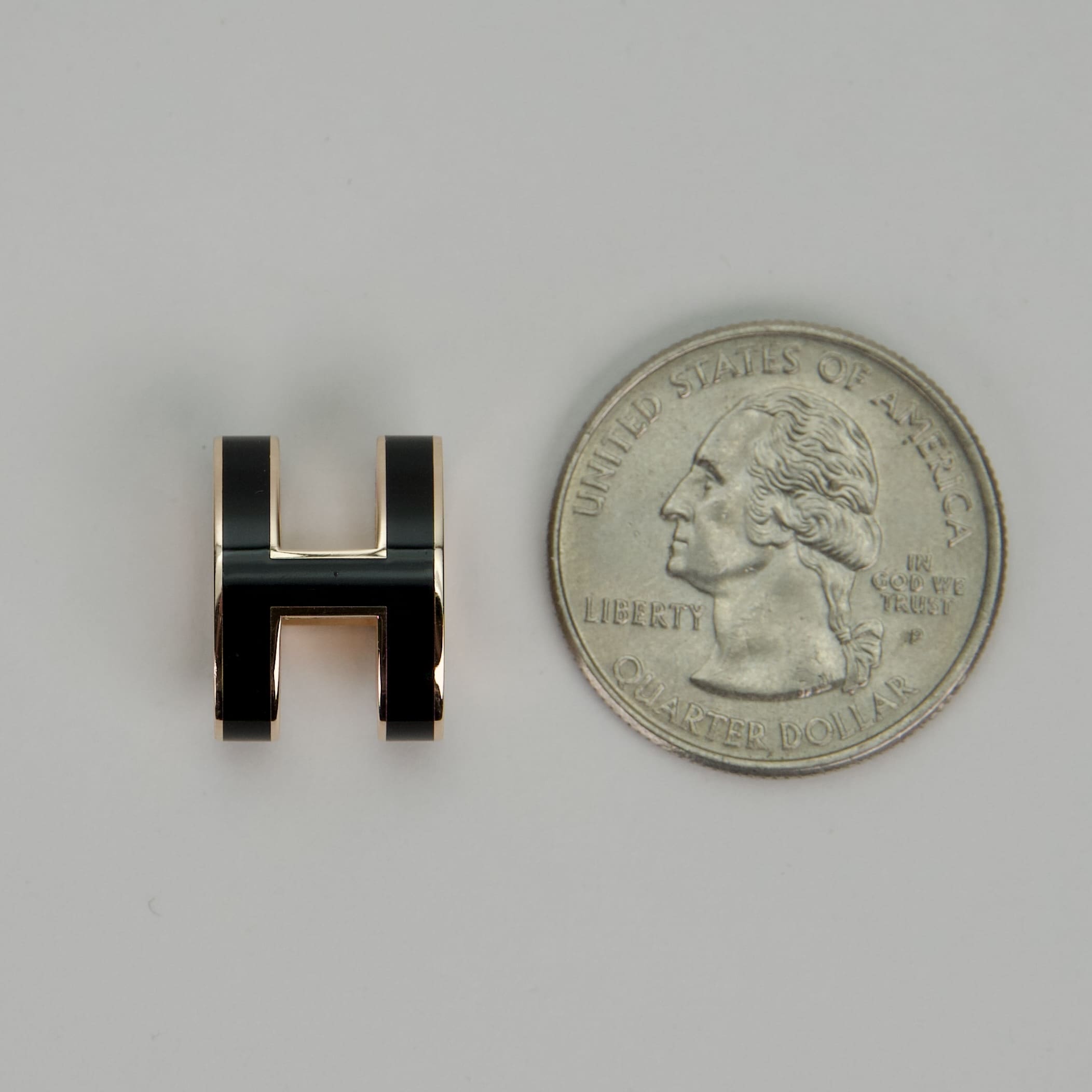 HERMES Mini Pop H Pendant Rose Gold Noir Enamel - Image 5