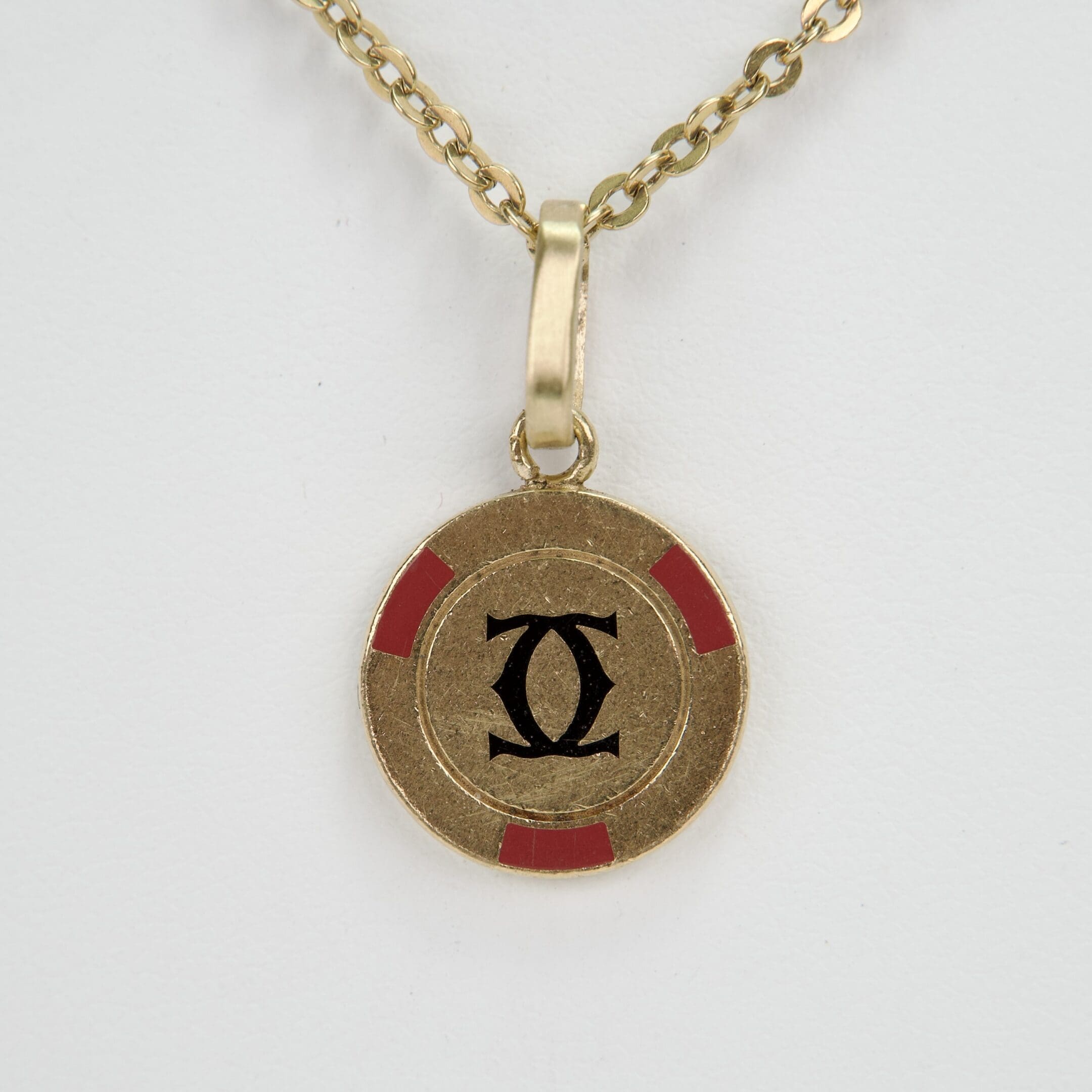 Cartier 18k Yellow Gold & Enamel C de Cartier Poker Chip Charm Pendant