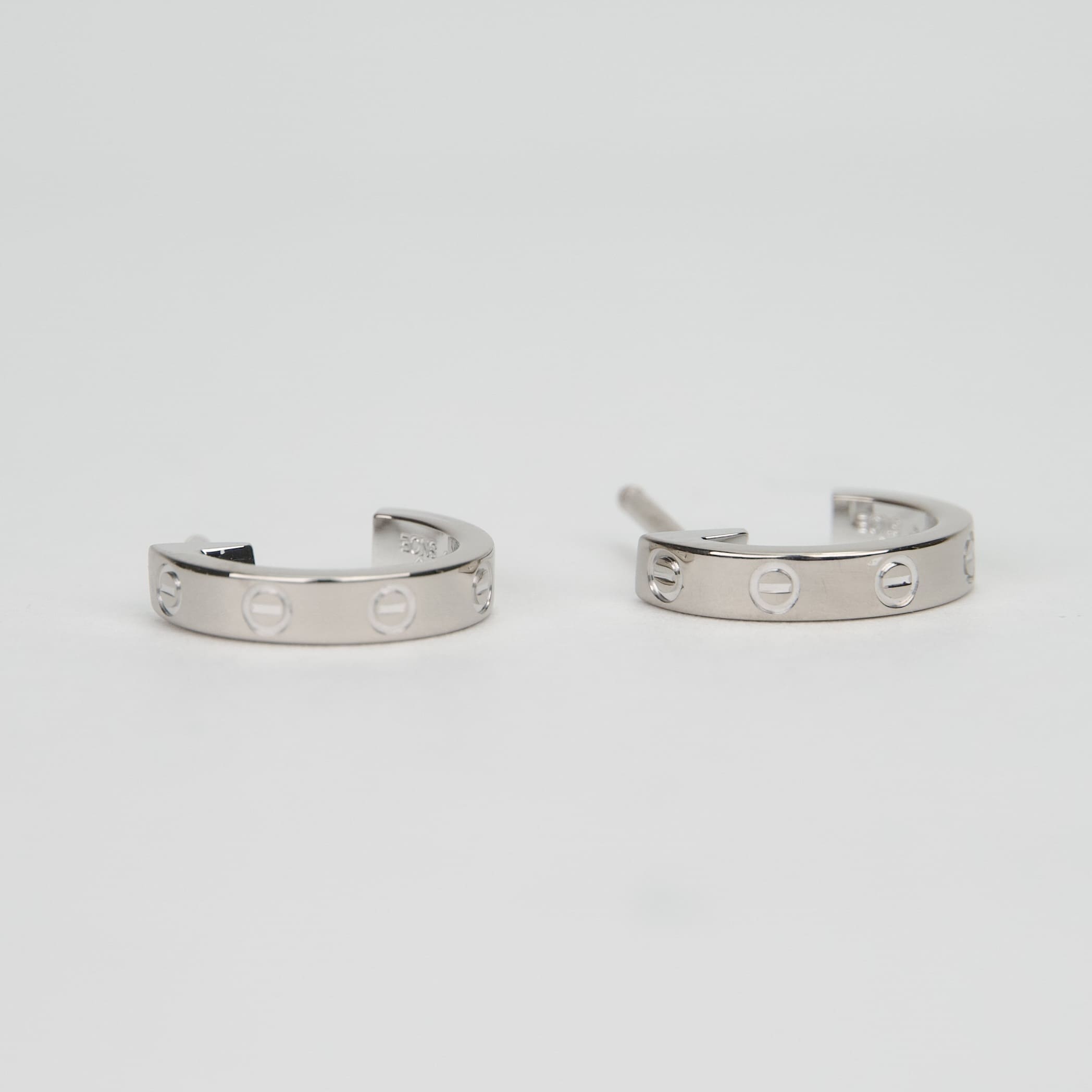 Cartier 18k White Gold Love Hoop Earrings - Small Model - Image 3