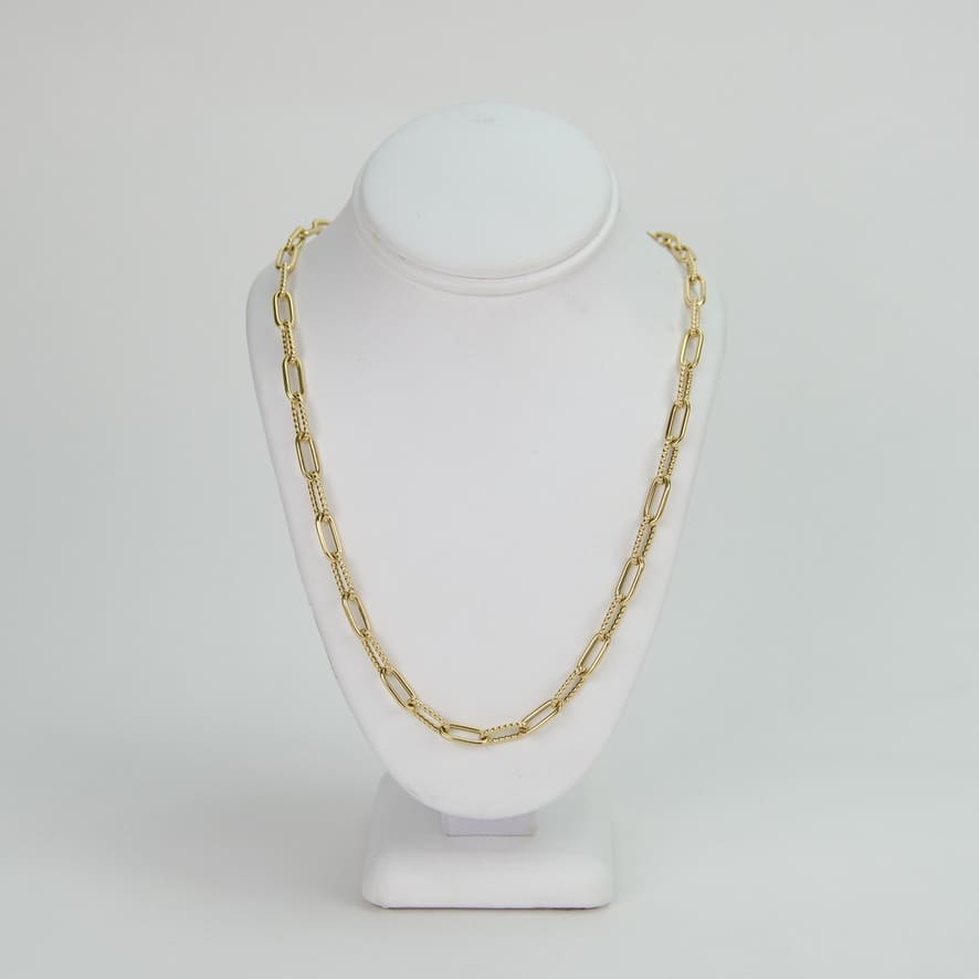 Roberto Coin 18K Yellow Gold 5mm Alternating Paperclip Necklace 17''