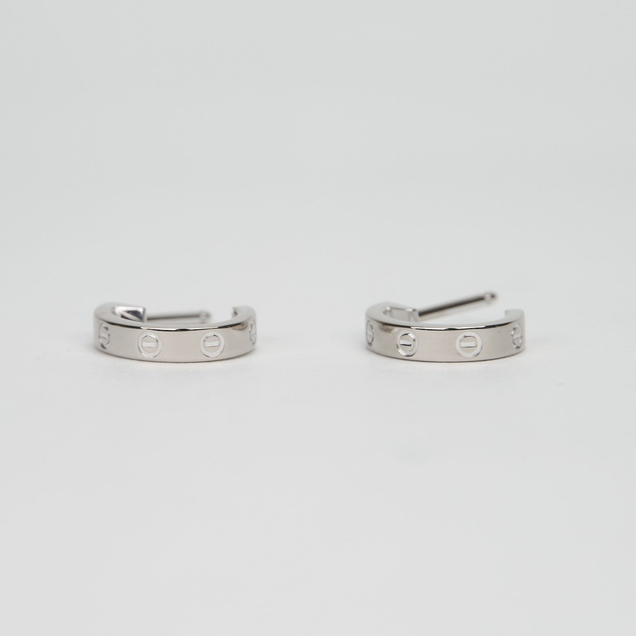 Cartier 18k White Gold Love Hoop Earrings - Small Model - Image 2