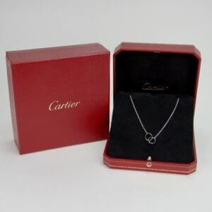 Cartier 18k White Gold Double Pendant Love Chain Necklace 17.5''