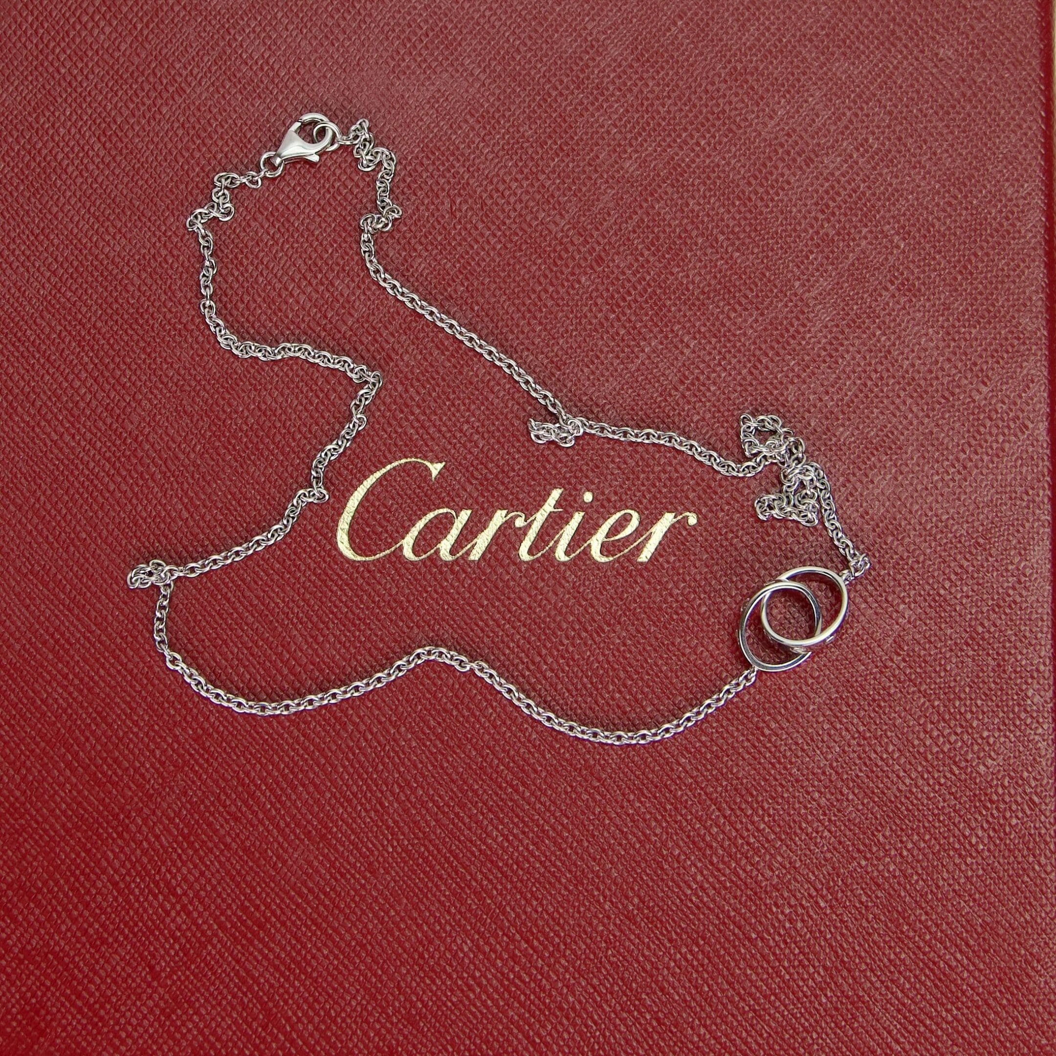 Cartier 18k White Gold Double Pendant Love Chain Necklace 17.5'' - Image 2