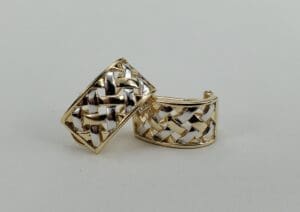 Gold and silver woven design rings.