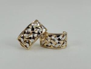 Gold and silver woven design earrings.