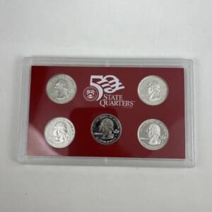 50 State Quarters set in display case.