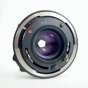 Camera lens with visible aperture and mount.