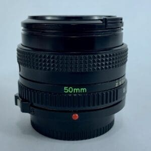 Camera lens with 50mm marking.