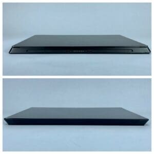 Closed laptops viewed from the side.