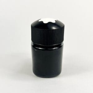 Black paint bottle with white cap design.