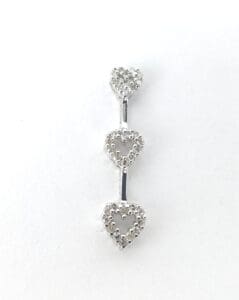 Triple heart-shaped silver jewelry piece.