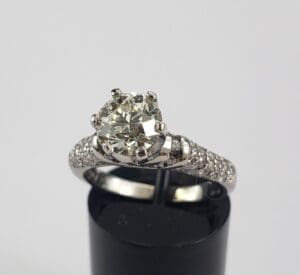 Diamond ring with intricate band design.