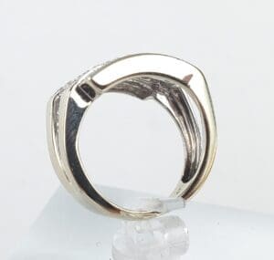 Gold ring with geometric design.
