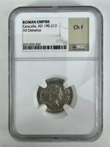 Roman Empire coin, Caracalla AR Denarius.