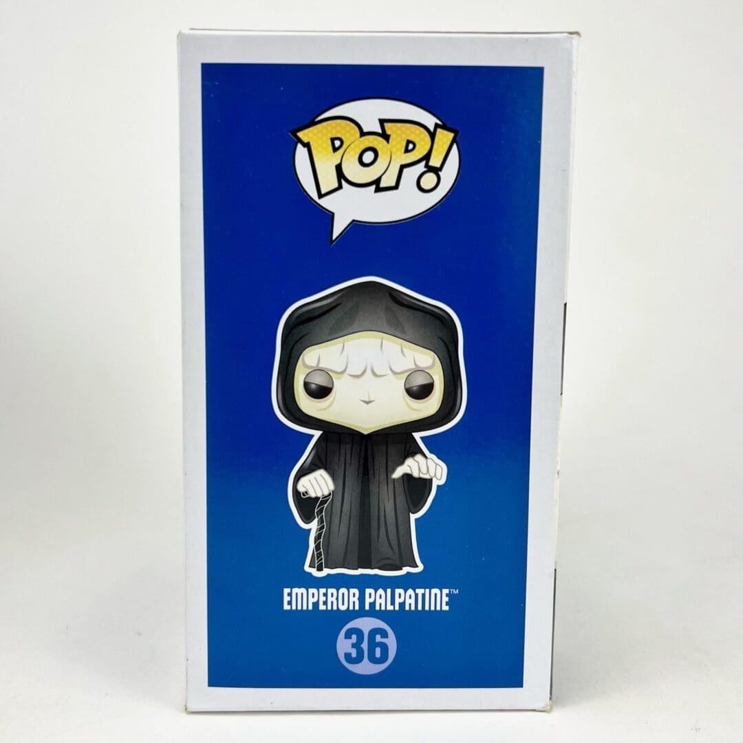 Funko Pop box featuring Emperor Palpatine figure.