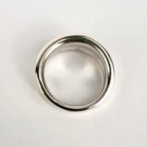Silver ring on white background.