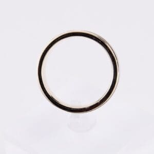 Gold ring on clear stand.