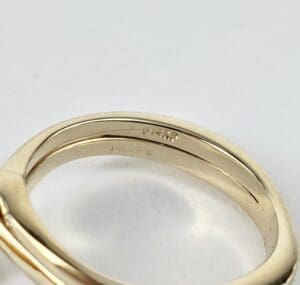 Gold ring with 14K marking inside.