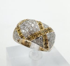 Gold and silver diamond-studded ring.