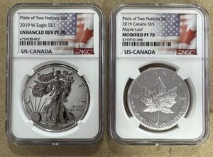 Two graded commemorative US-Canada coins.