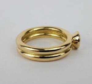 Gold ring with a unique double band.