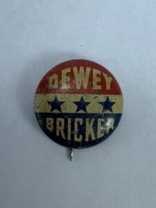 Dewey Bricker campaign button with stars.