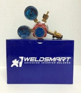 Weldsmart welding regulator on blue packaging.