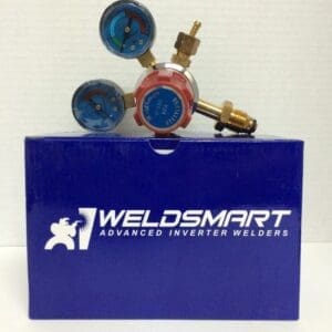 Weldsmart welding regulator on blue packaging.
