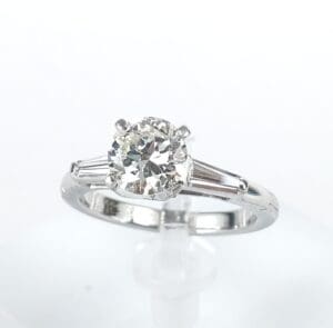 Diamond ring with a round solitaire stone.