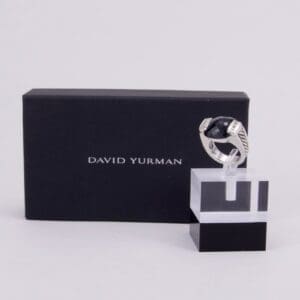 David Yurman ring with black gemstone box.