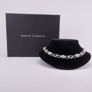 Silver necklace with David Yurman packaging box.