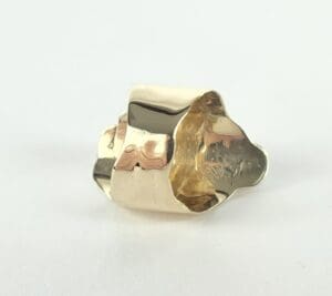 Gold, abstract, textured, wide band ring.