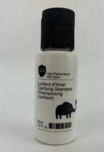 Shampoo bottle with elephant design label.