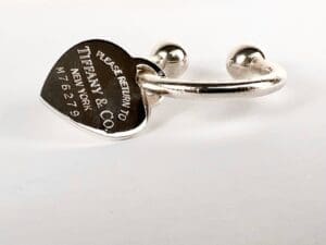 Heart-shaped Tiffany & Co. silver keyring.