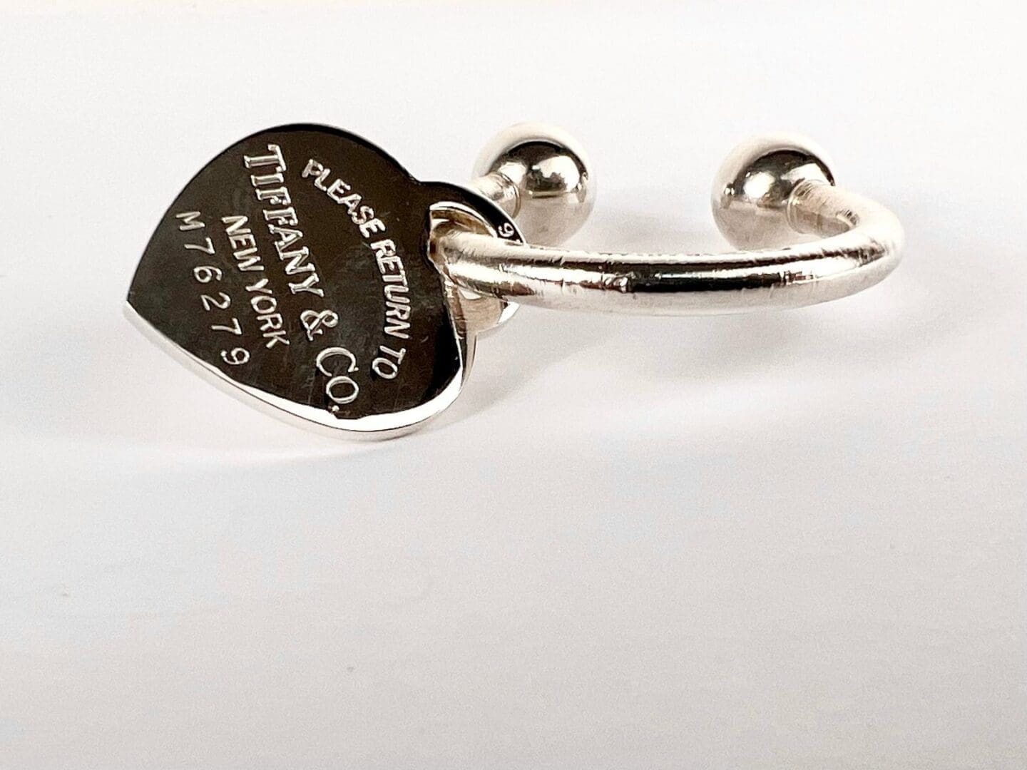 Heart-shaped Tiffany & Co. silver keyring.