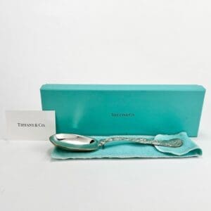 Tiffany & Co. silver spoon in box.